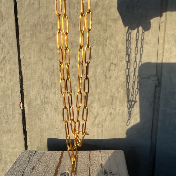 Gold Paperclip Chains Link Cable Chain Necklace Oval Gold 23 4/8" long. - Picture 9 of 11